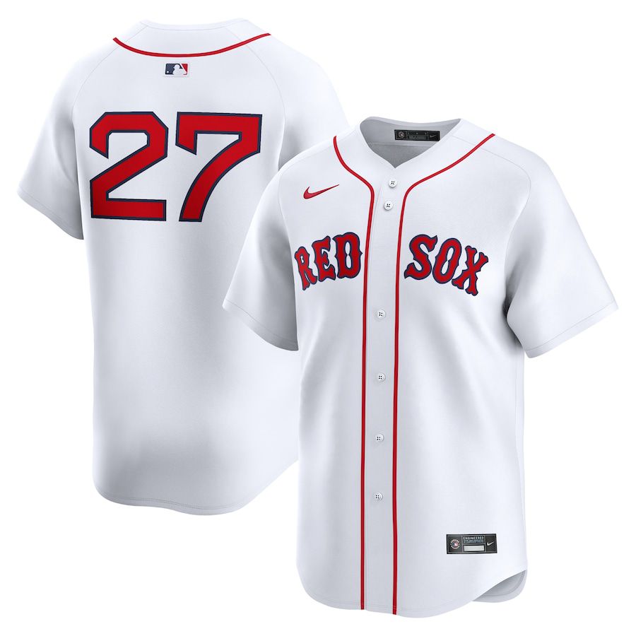Men Boston Red Sox 27 Carlton Fisk Nike White Home Limited Player MLB Jersey